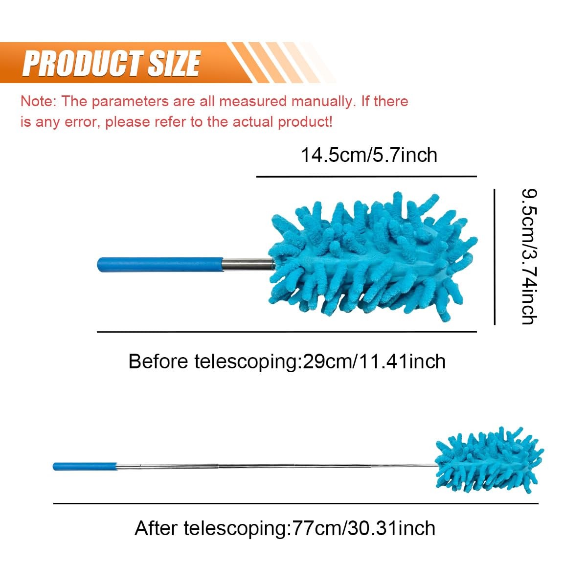 Tuxihapp 6PCS Microfiber Duster for Cleaning, 11.41 x 3.74 inch, Blue