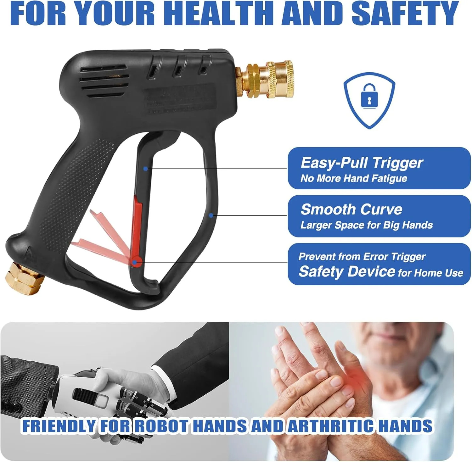 Short Pressure Washer Gun 4000 PSI 10.5 GPM With 3/8 Inch Quick Connect M22 A…