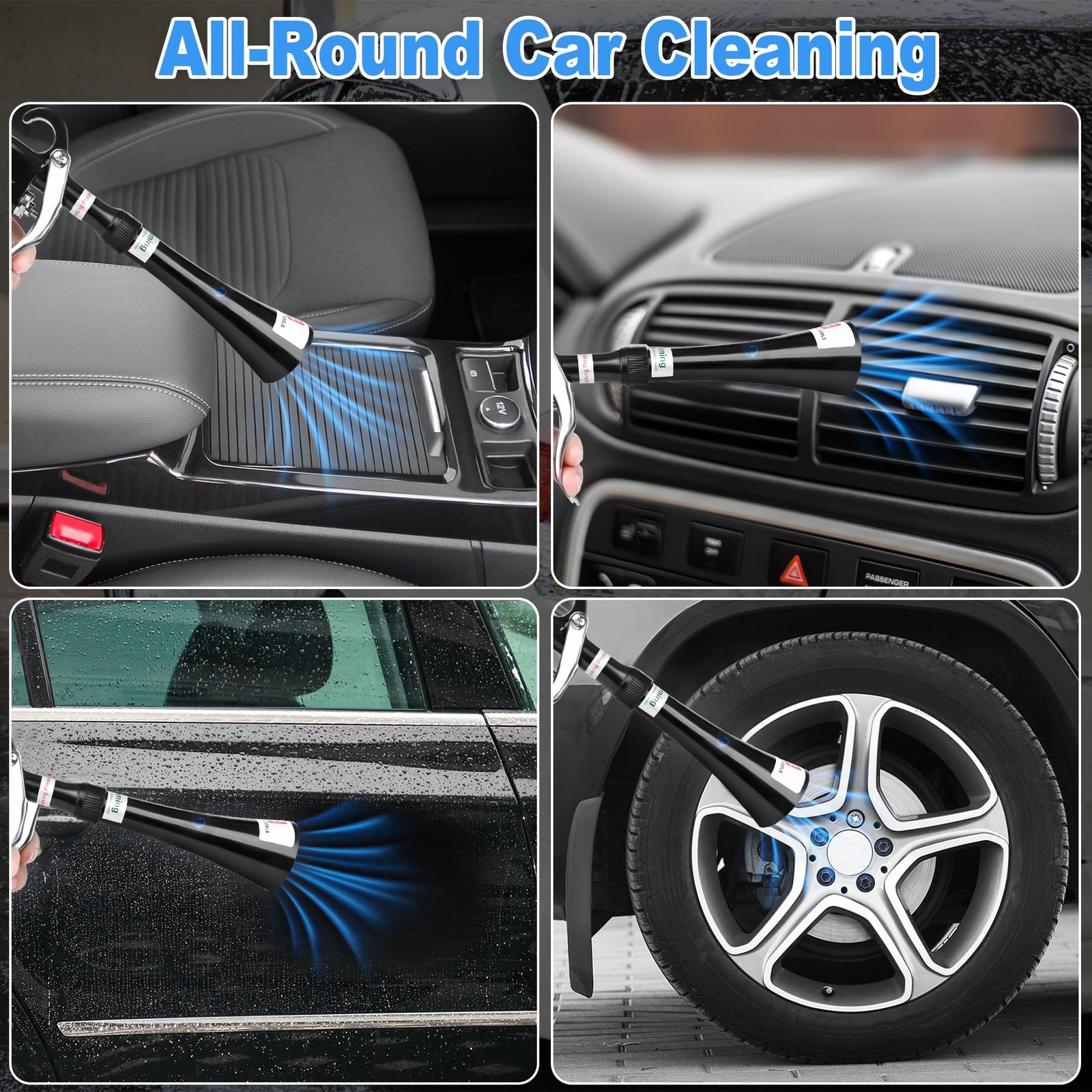 phepetroll Air Blow Gun Car Detailing Dry Cleaning Soft Hose -1 Nozzle, Black