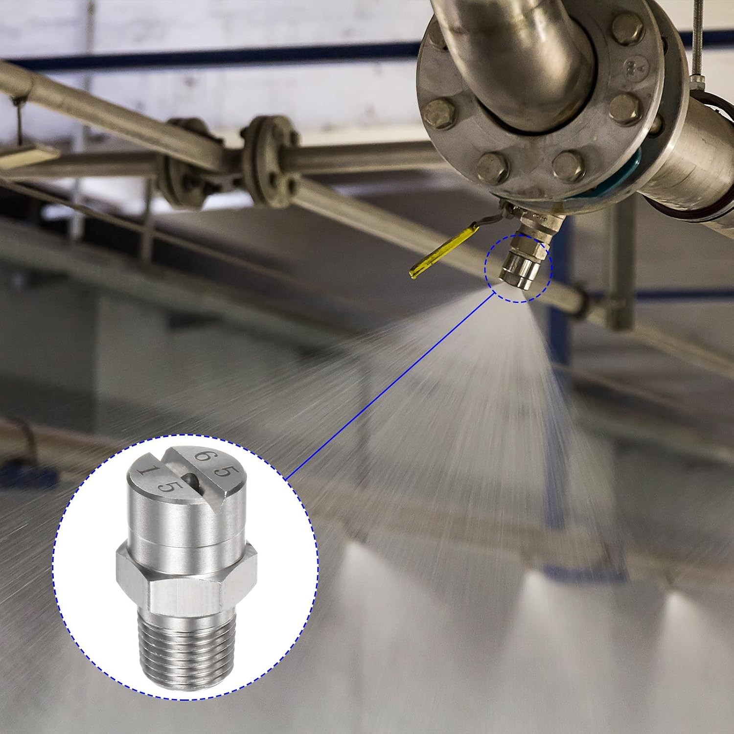 5-Pack Flat Fan Spray Tip 65 Degree 1/8BSPT Male Stainless Steel Pressure