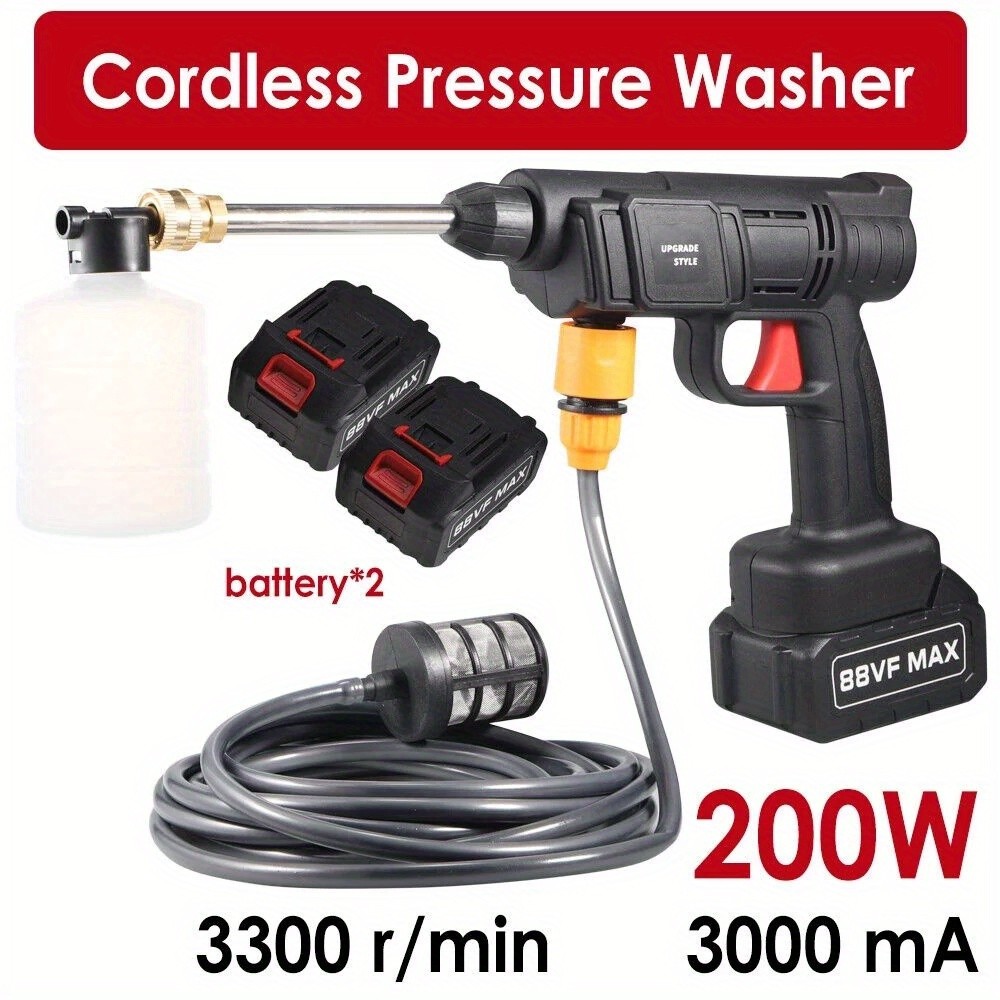 1pc Cordless High Pressure Washer, Portable Power Cleaner Kit with 2 Batteries