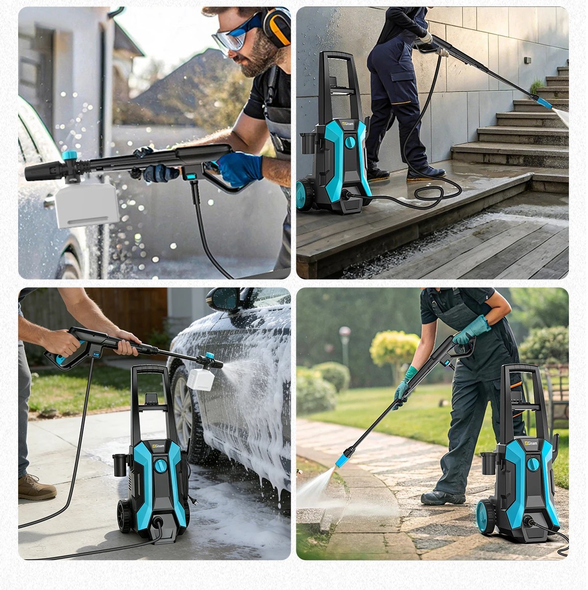 Gisam 2200W 200Bar Electric High Pressure Washer Car Washer Gun Garden Washing