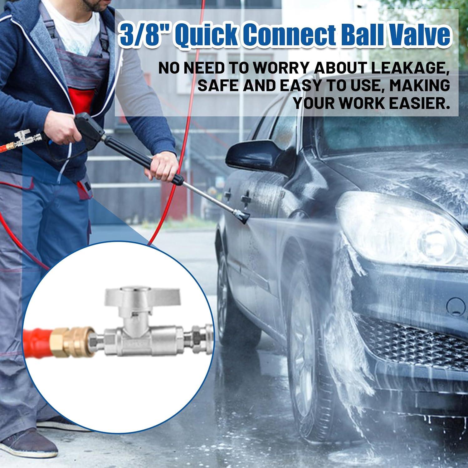 Ball Valve Pressure Washer, 3/8″ Quick Connect Ball Valve Kit, High Pressure Shu