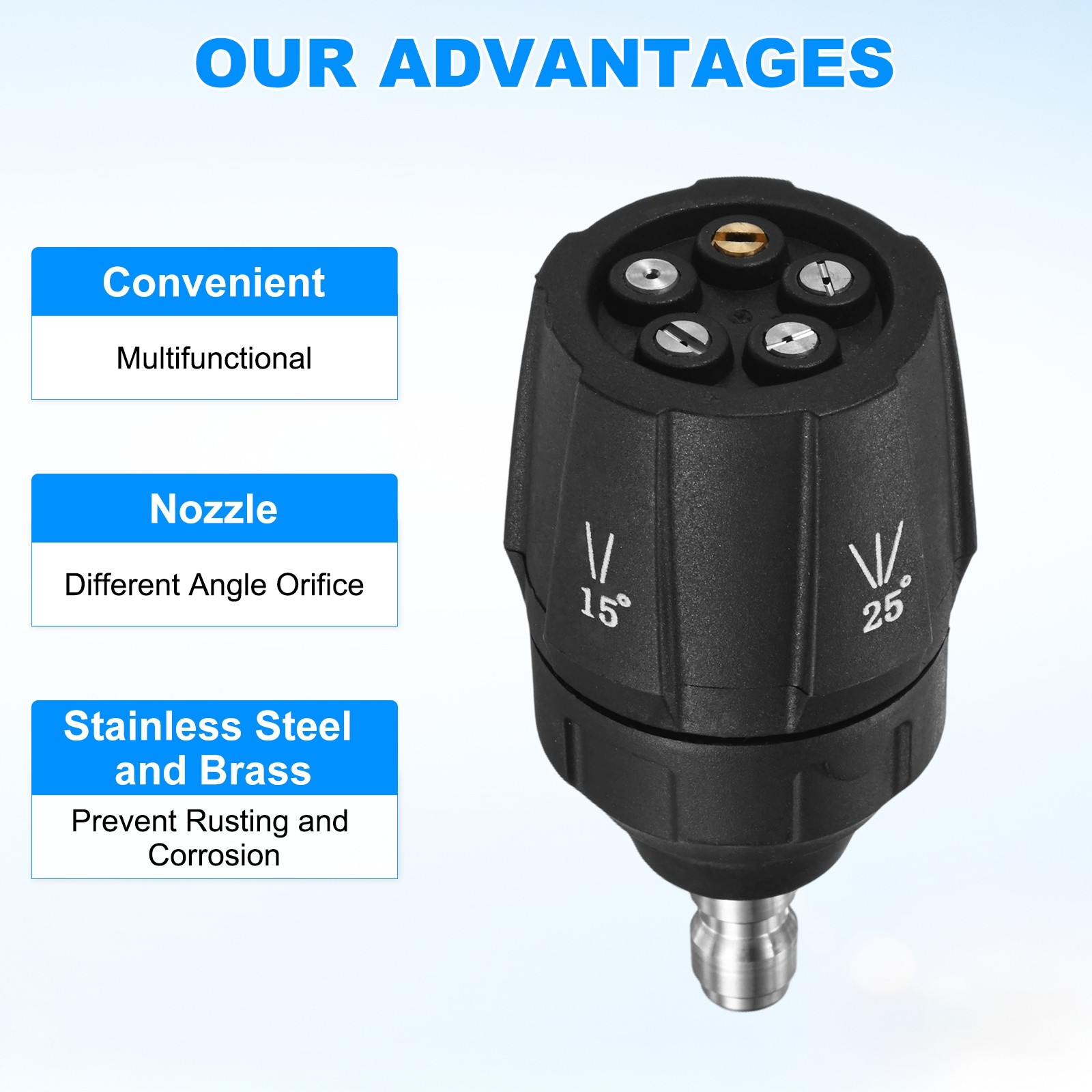 5-in-1 Adjustable Quick-change Pressure Washer Nozzle Tips, 2.5GPM