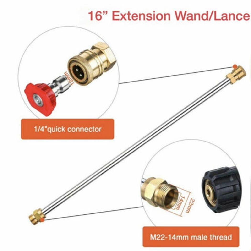 16Inch High Pressure Car Washer Spray Extension Wand Lance Nozzle Tips Hose New