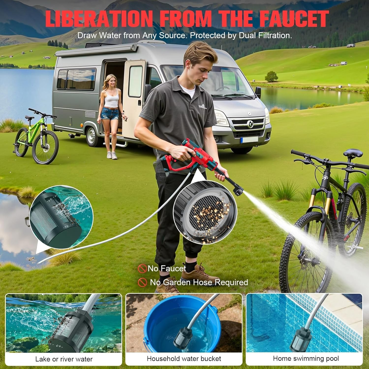 Cordless Pressure Washer for Milwaukee M18 Battery, Portable Cordless Power Wash