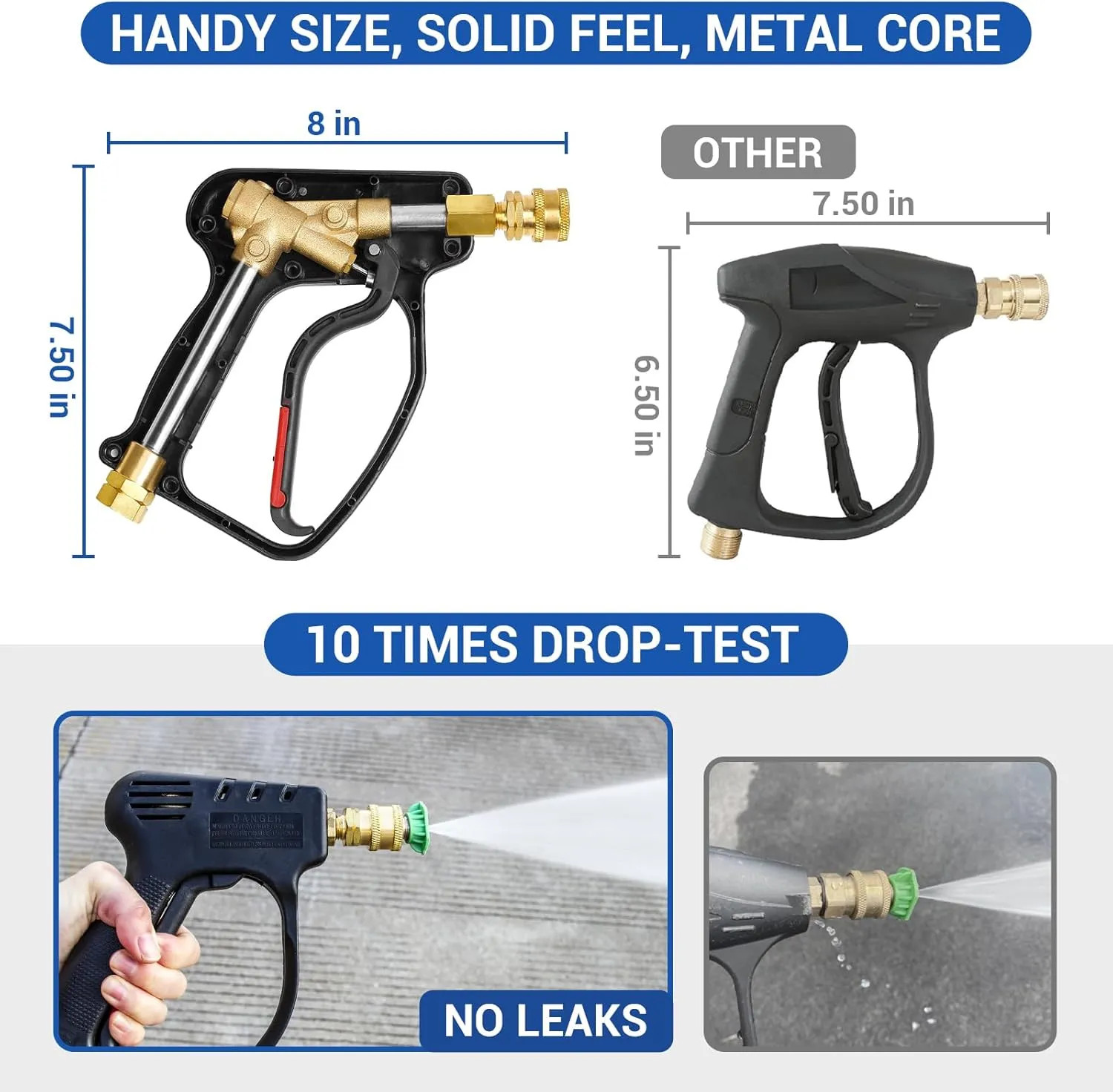 Short Pressure Washer Gun 4000 PSI 10.5 GPM With 3/8 Inch Quick Connect M22 A…