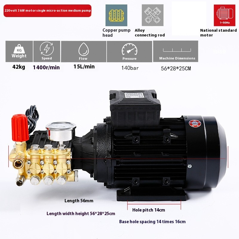 High Pressure Washer Motor Plus Pump Head Car Wash Booster Piston Pumps
