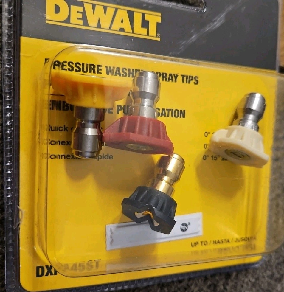 4 PC DeWALT DXPA45ST 4500 PSI Quick Connect Open Box No Green Tip. 4 Tips New