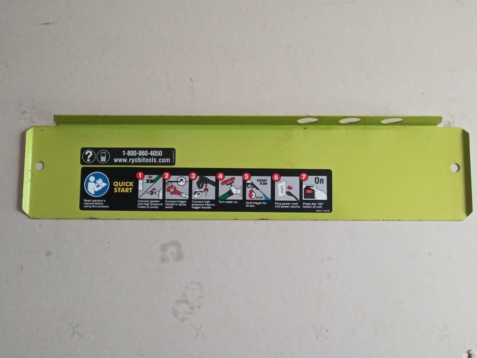 RYOBI Model RY141900VNM pressure washer OEM Performance Panel