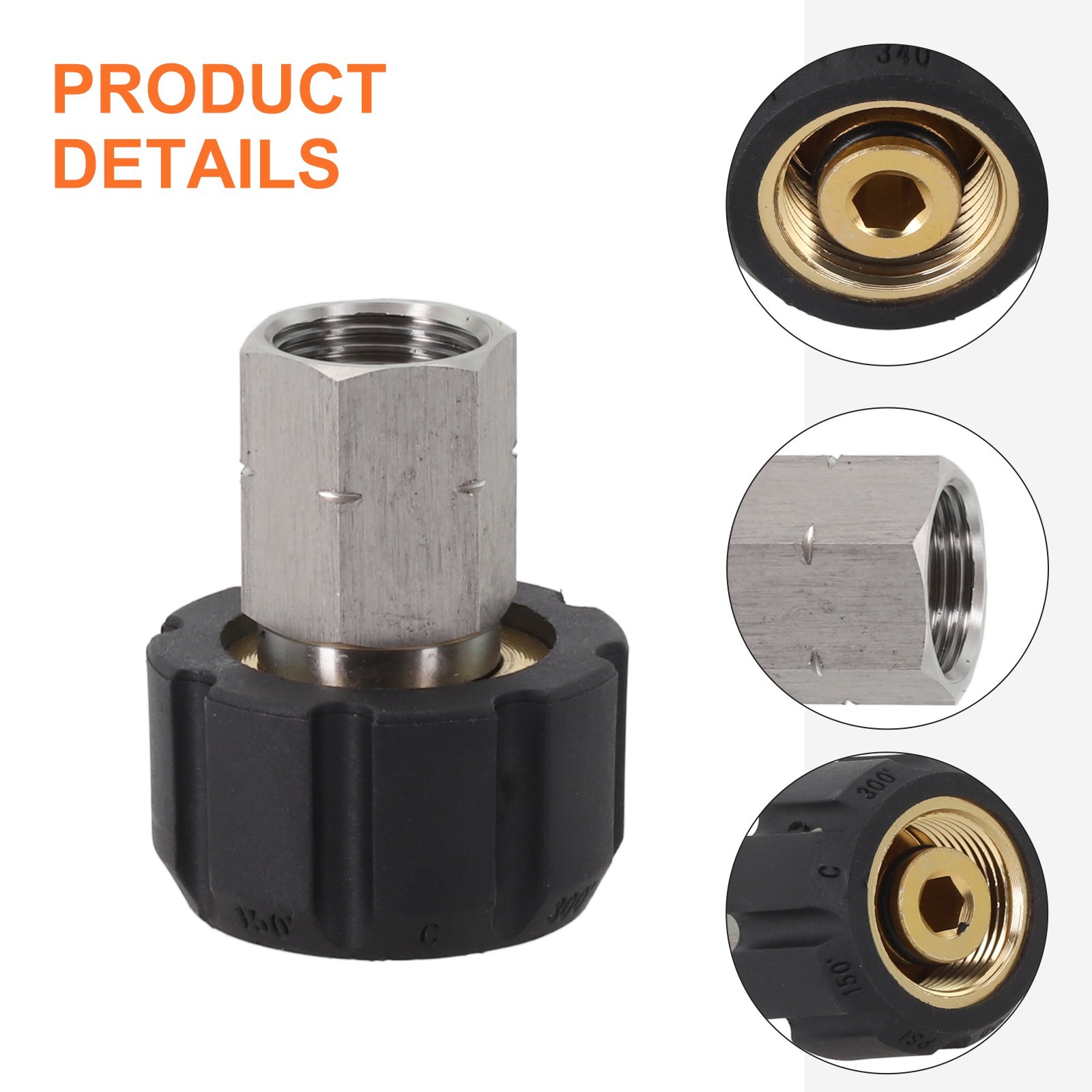 M22 Connector 14/15mm 3/8?? Female Stainless Steel 1 Pieces Black And Sliver