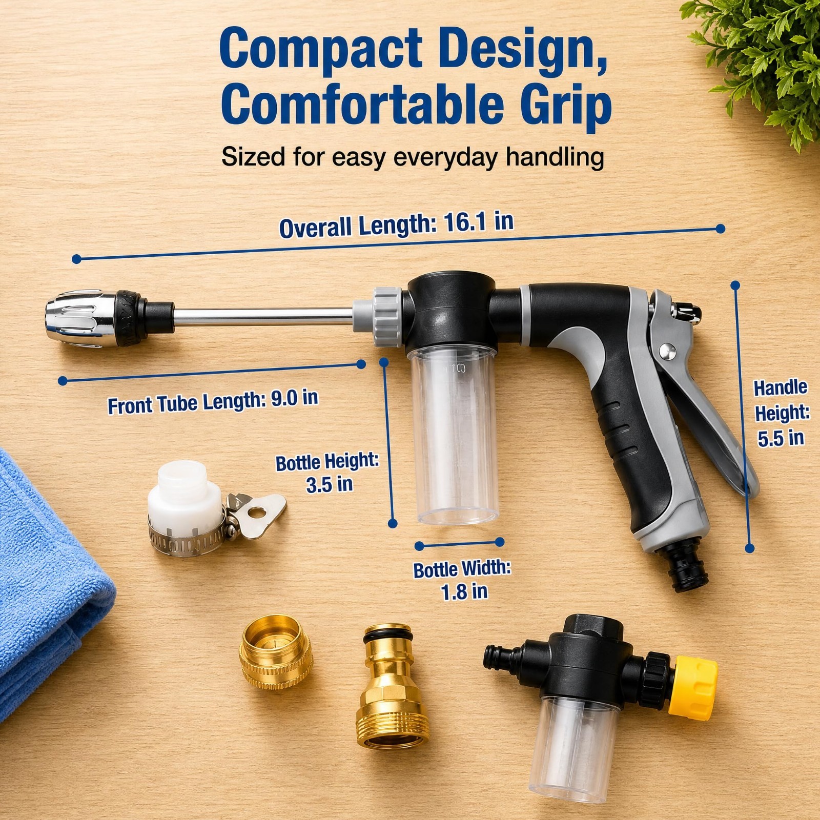 High Pressure Washer Spray Gun for Garden Hose, Hydro Jet Wand with Foam Bottle,