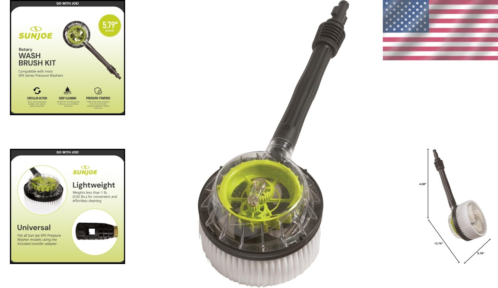 Professional Deep-Cleaning Rotary Brush Kit for SPX Pressure Washers – Green