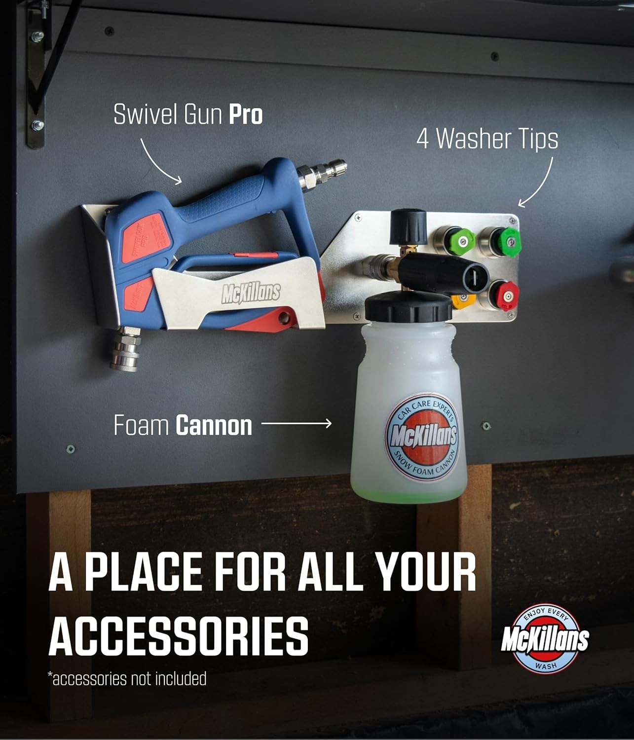 304 Stainless Wall Organizer – Pressure Washer Gun & Foam Cannon Holder