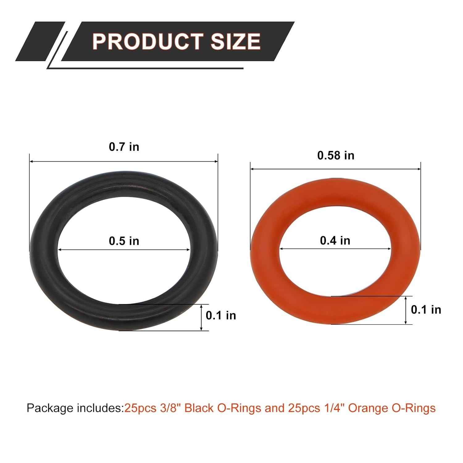50 Pack /4″ & 3/8″ Pressure Washer Quick Coulper Colored O-Rings,25+25 Pack /…
