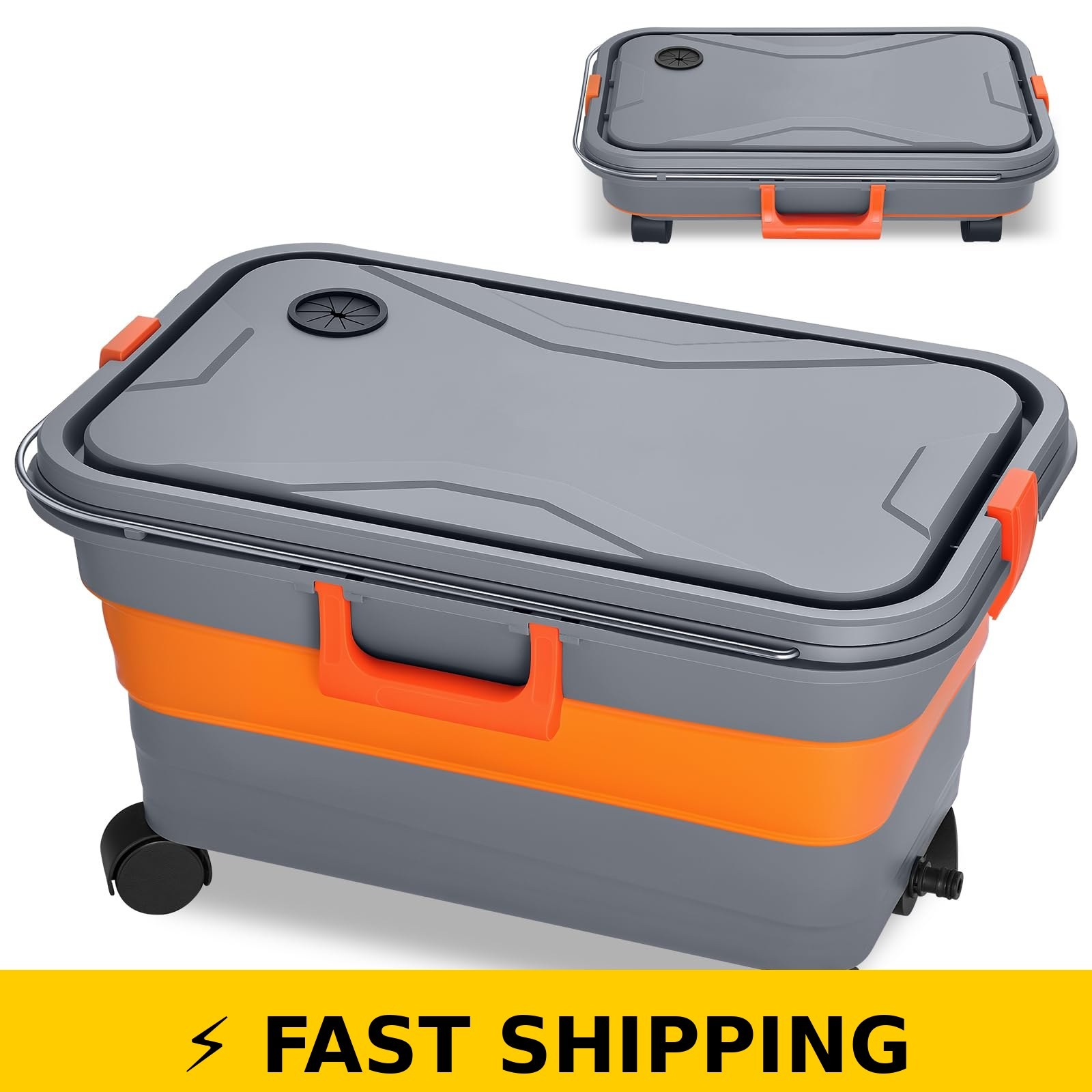 This Hill 5.5 Gallon Collapsible Car Wash Bucket with Wheels