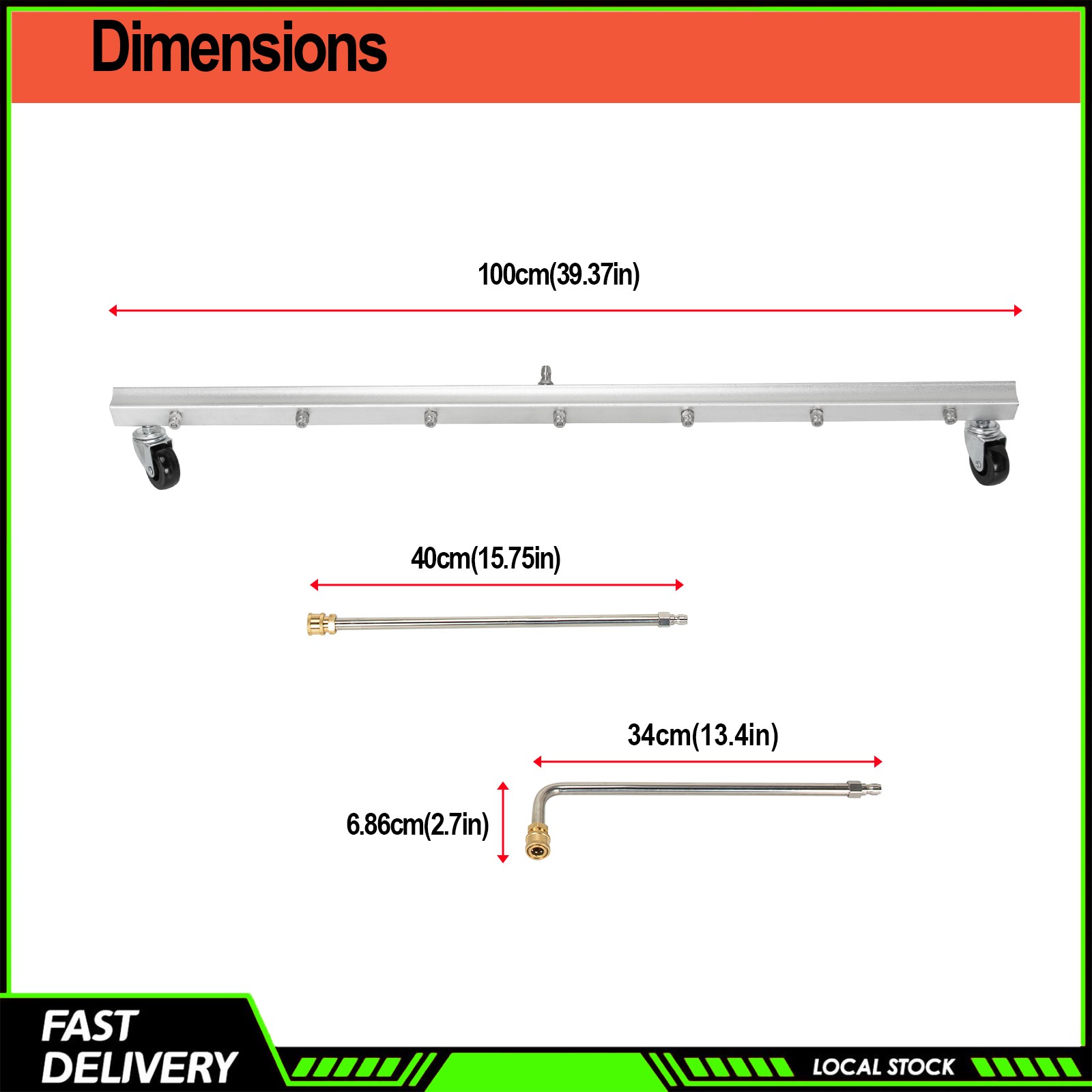 4000PSI Under Car Pressure Washer Undercarriage Cleaner Underbody Wash Broom 39″