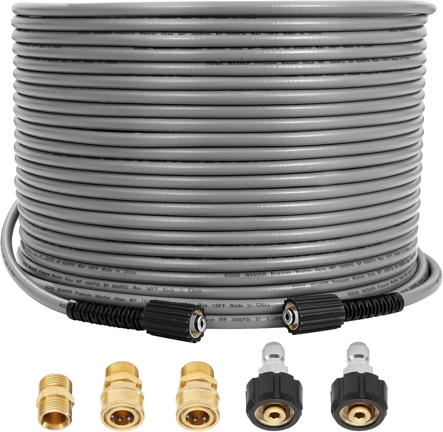 Pressure Washer Hose 100FT, 1/4 Inch Power Washer Hose with M22 14 Fitting, Kink