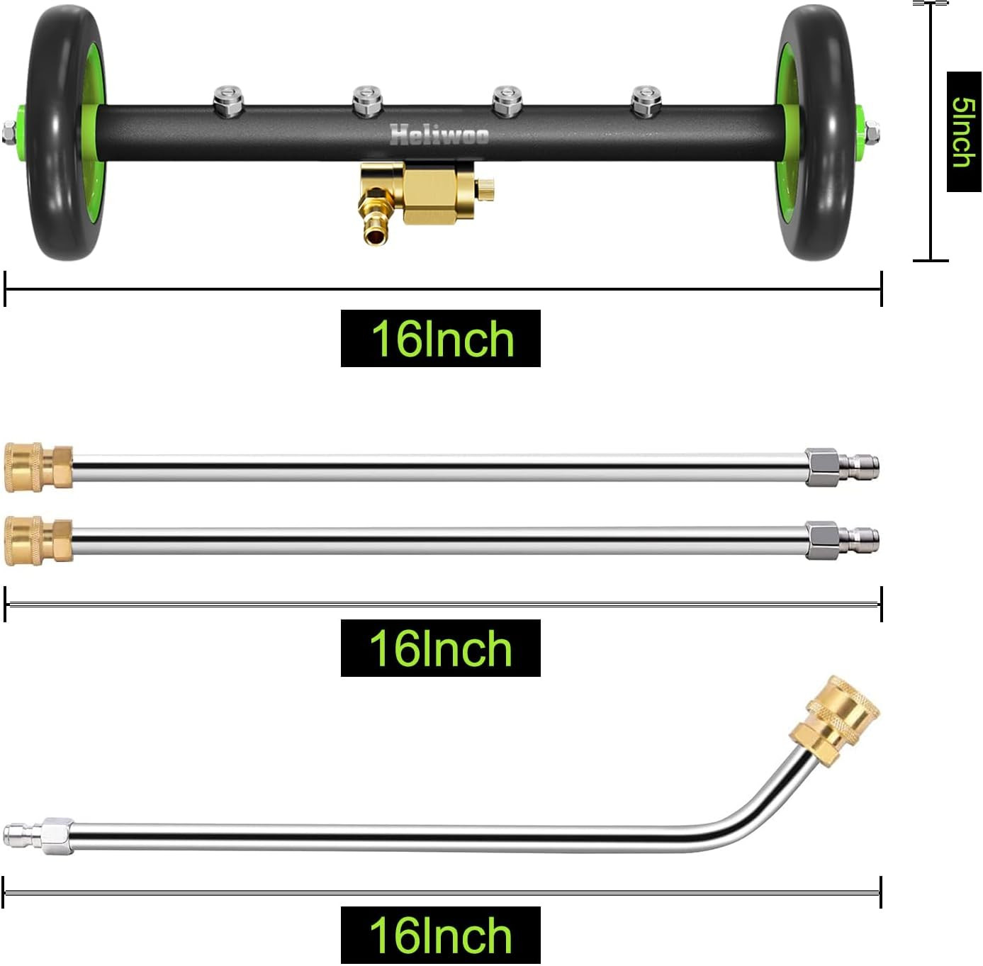 Undercarriage Pressure Washer Attachment 16 Inch, Water Broom 4000 PSI | Dual F