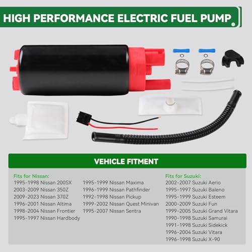 340LPH High Pressure Electric Fuel Pump, 13.5V 43–90 PSI 340LPH for Gasoline