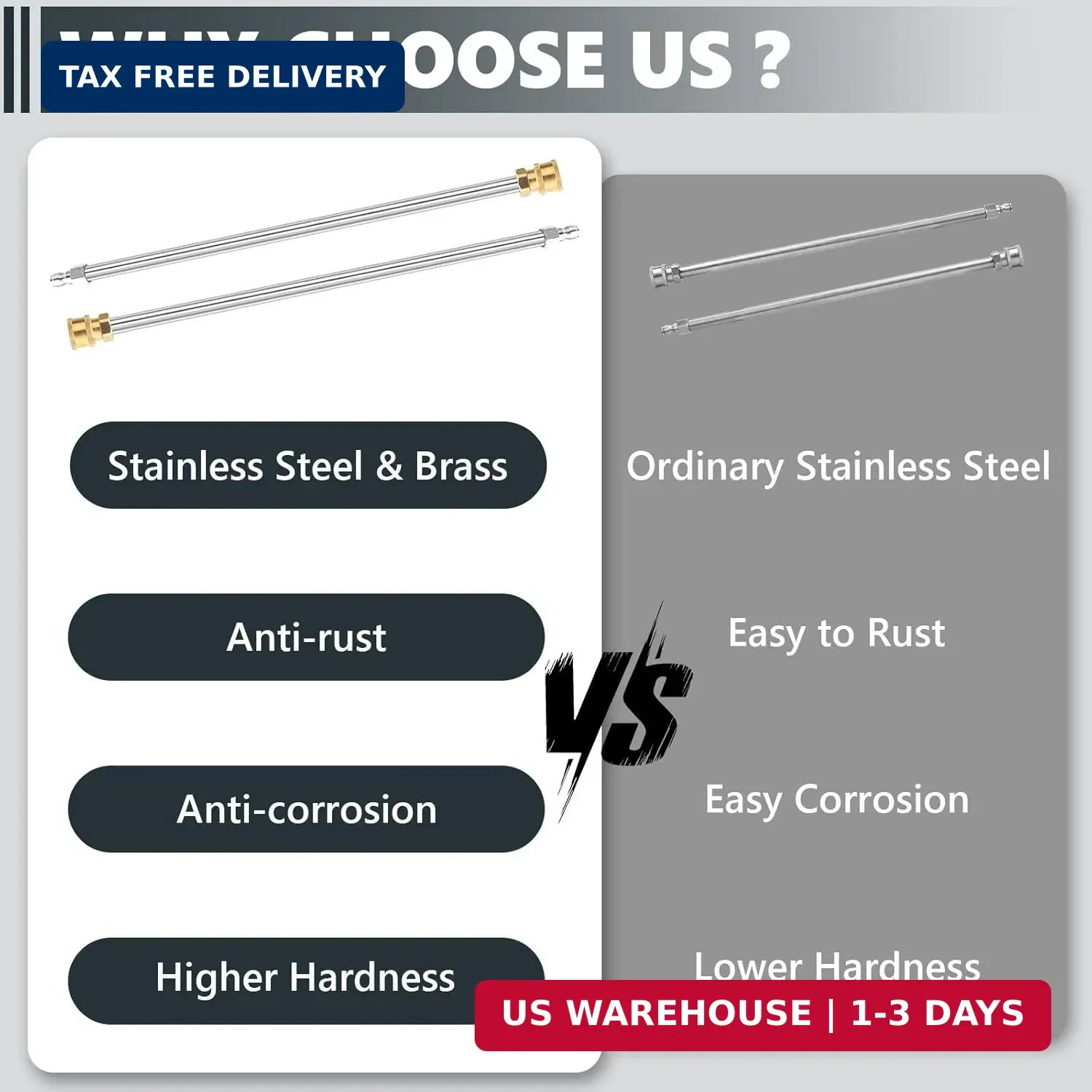 Pressure Washer Extension Wand, 2 Pack 17 Inch Stainless Steel Heavy Duty Wands