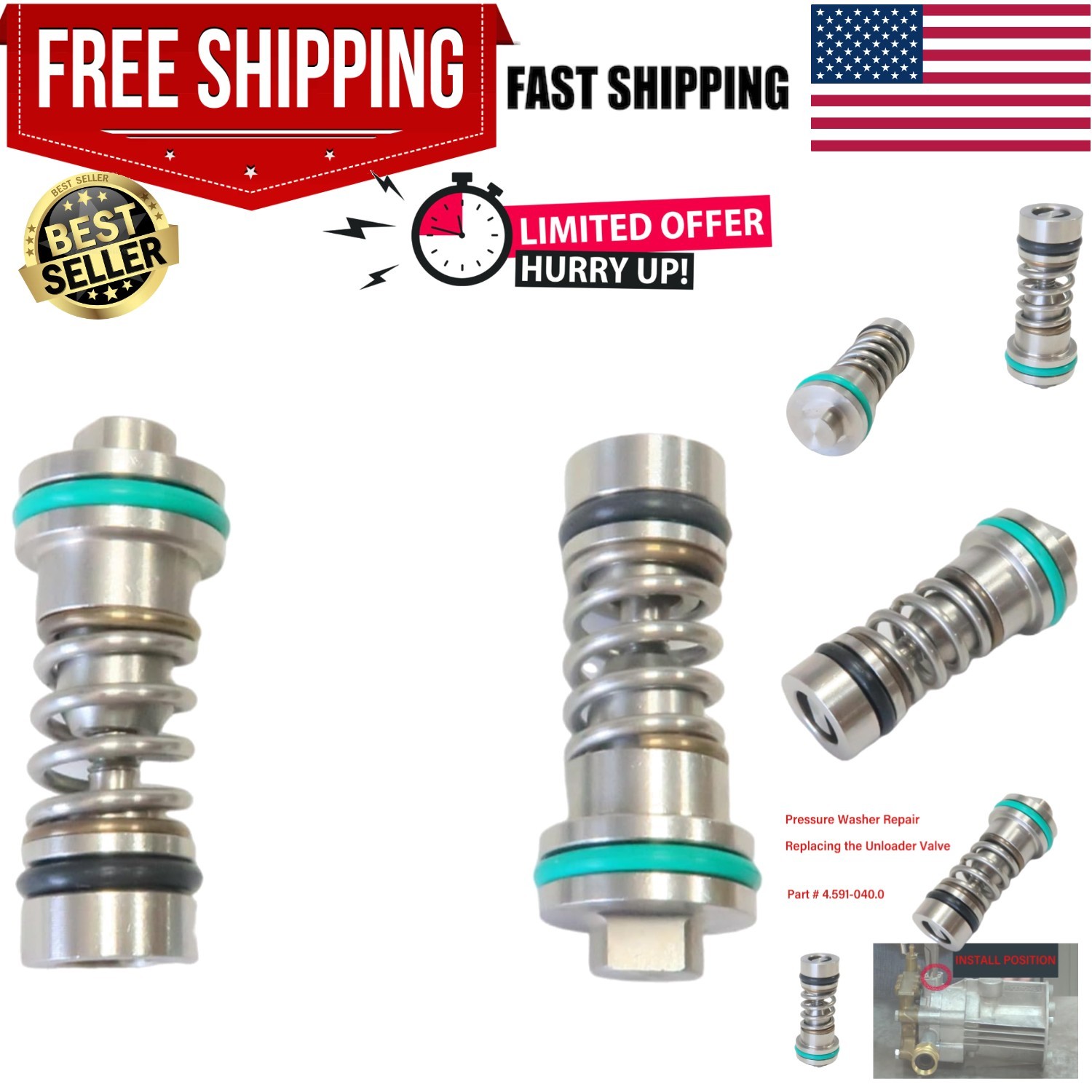 Compact Unloader Valve Set for Karcher Pressure Cleaners – 4.591-040.0, 2-Pack