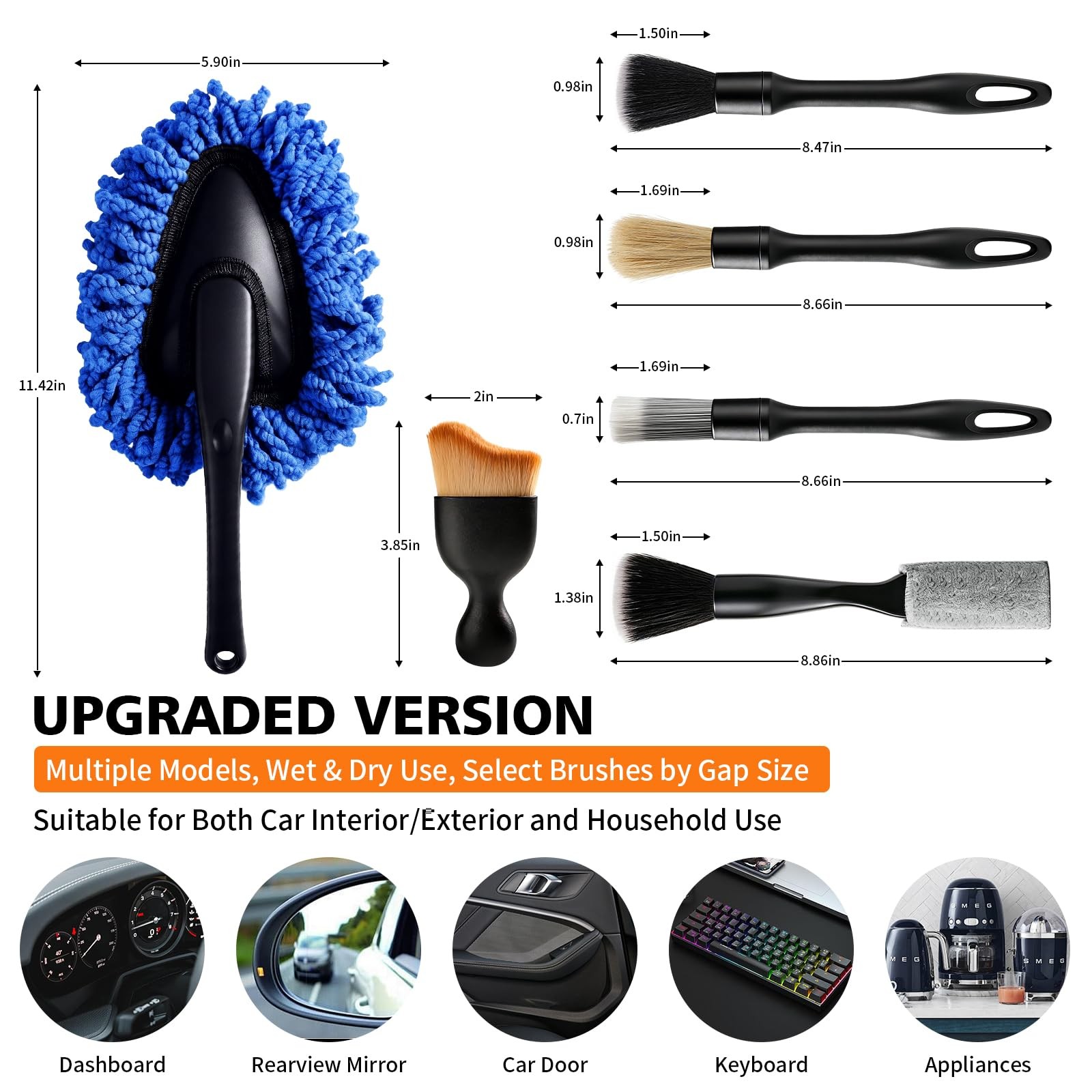 Windshield Cleaner Tool, 12Pcs Car Cleaning Kit, 23-inch Extendable Handle wi…