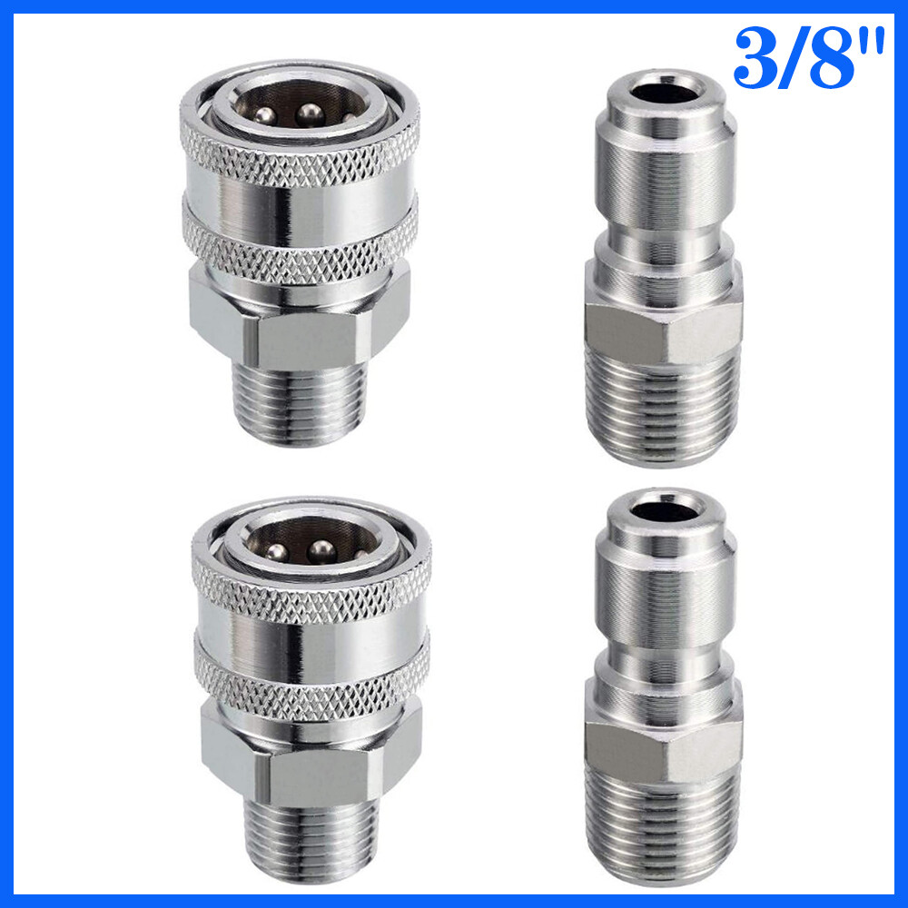 4 Packs 3/8’’ Thread Fitting Pressure Washer Adapter Set Quick Connect Kit