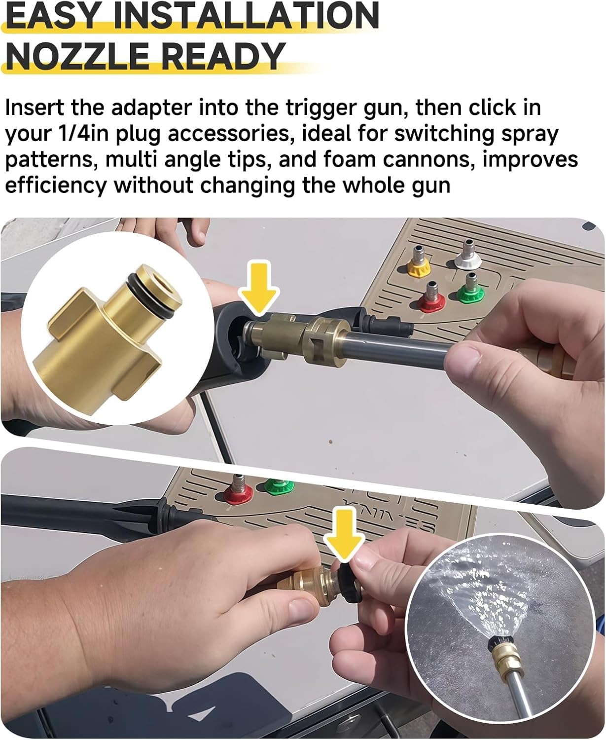 Adaptador de Hidrolavadora 1/4″ de 6 Pulgadas para Ryobi y Dewalt – 3000 PSI