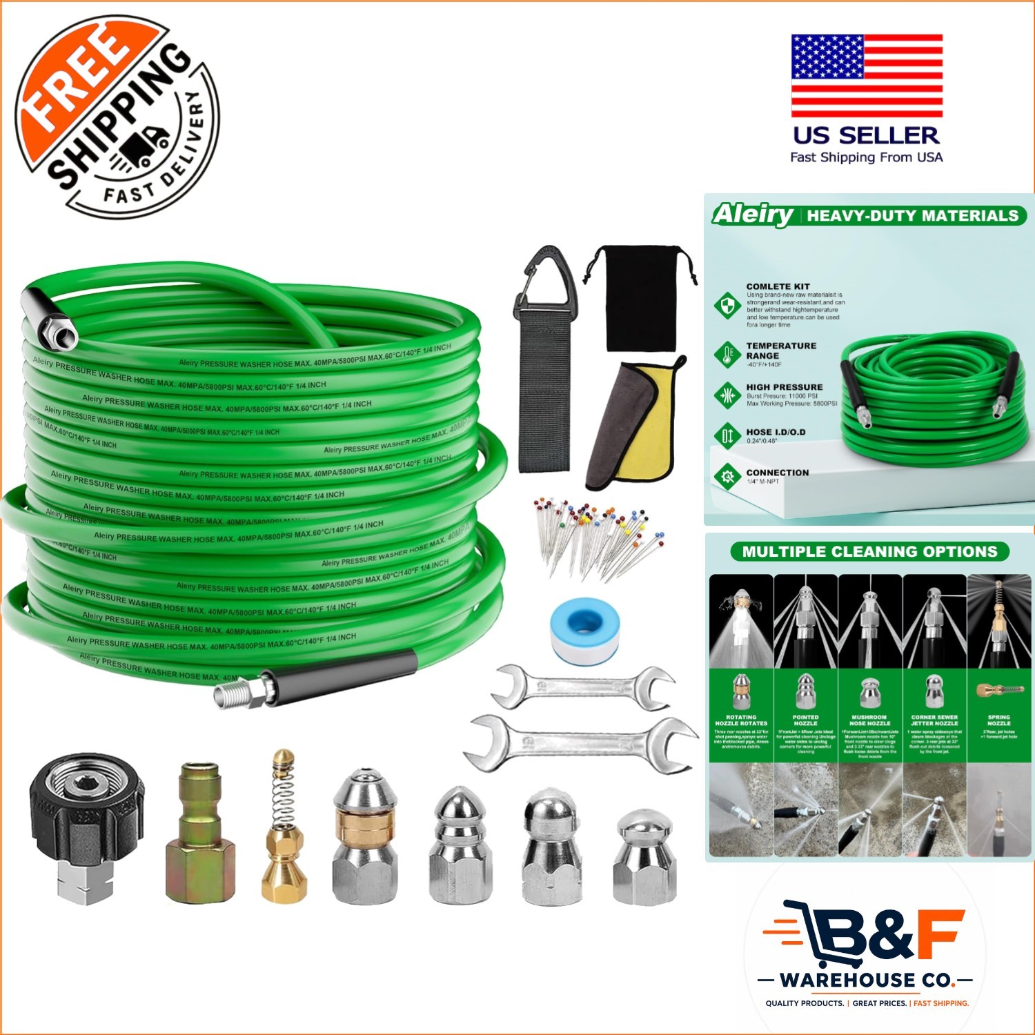 50FT Sewer Jetter Kit for Pressure Washer – 5800 PSI High-Performance Cleaning
