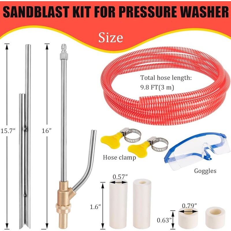 Pressure Washer Sandblasting Kit Multi-Purpose Rust Paint Removal Tool 5000 PSI
