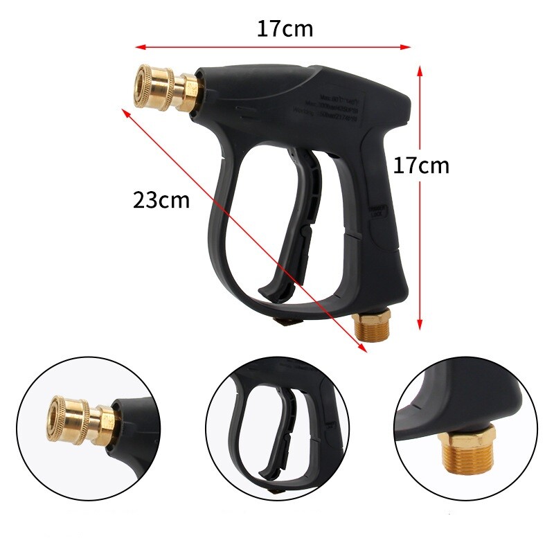 1/4″ High Pressure Washer Gun 4000 PSI Car Wash Foam Spray Short Wand w/5 Nozzle