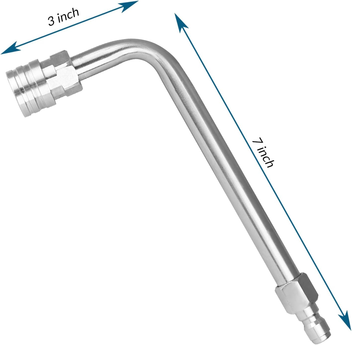 Pressure Washer Gutter Rod, 7 Inch 90 Degree Curved Angled Stainless Steel Lance