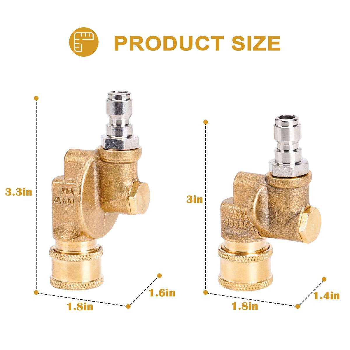 For Pressure Washer 1/4 ” Quick Connect Pivoting Coupler Rotating Nozzle