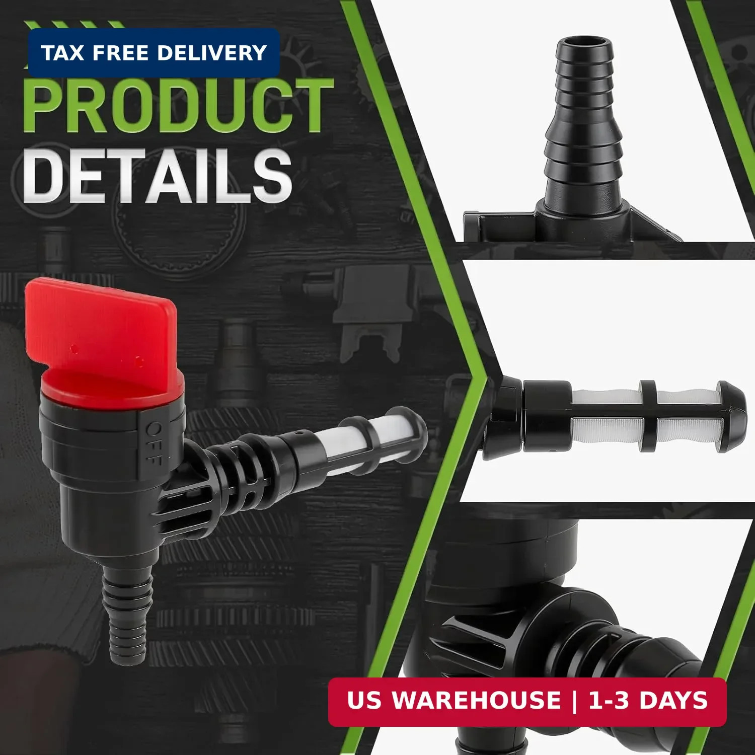 2 Pack 90 Degree Fuel Gas Shut Off Valve w/ Grommet Clamp for 192980GS 208961 fo