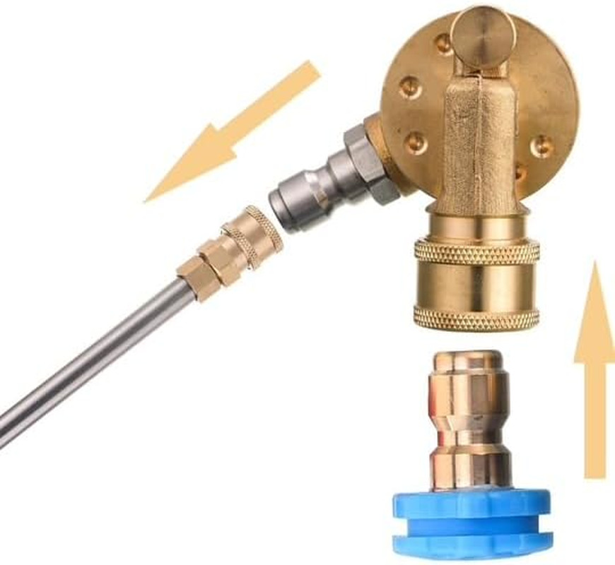 Pressure Washer Pivoting Coupler, 1/4” Quick Connect Gutter Cleaner Attachment,