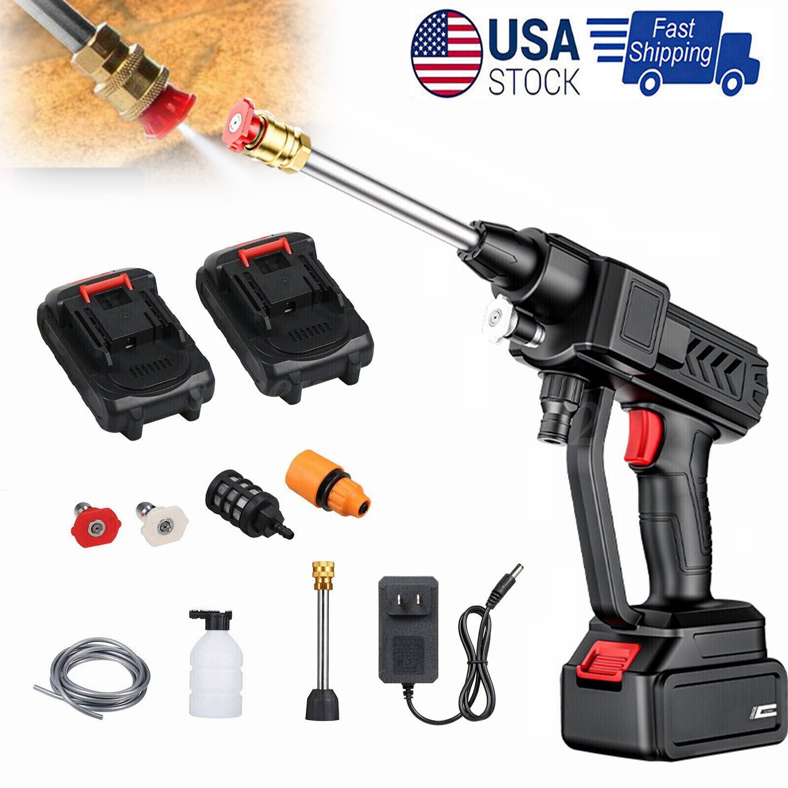 Cordless Electric High Pressure Water Spray Car Gun Portable Washer Cleaner Yard