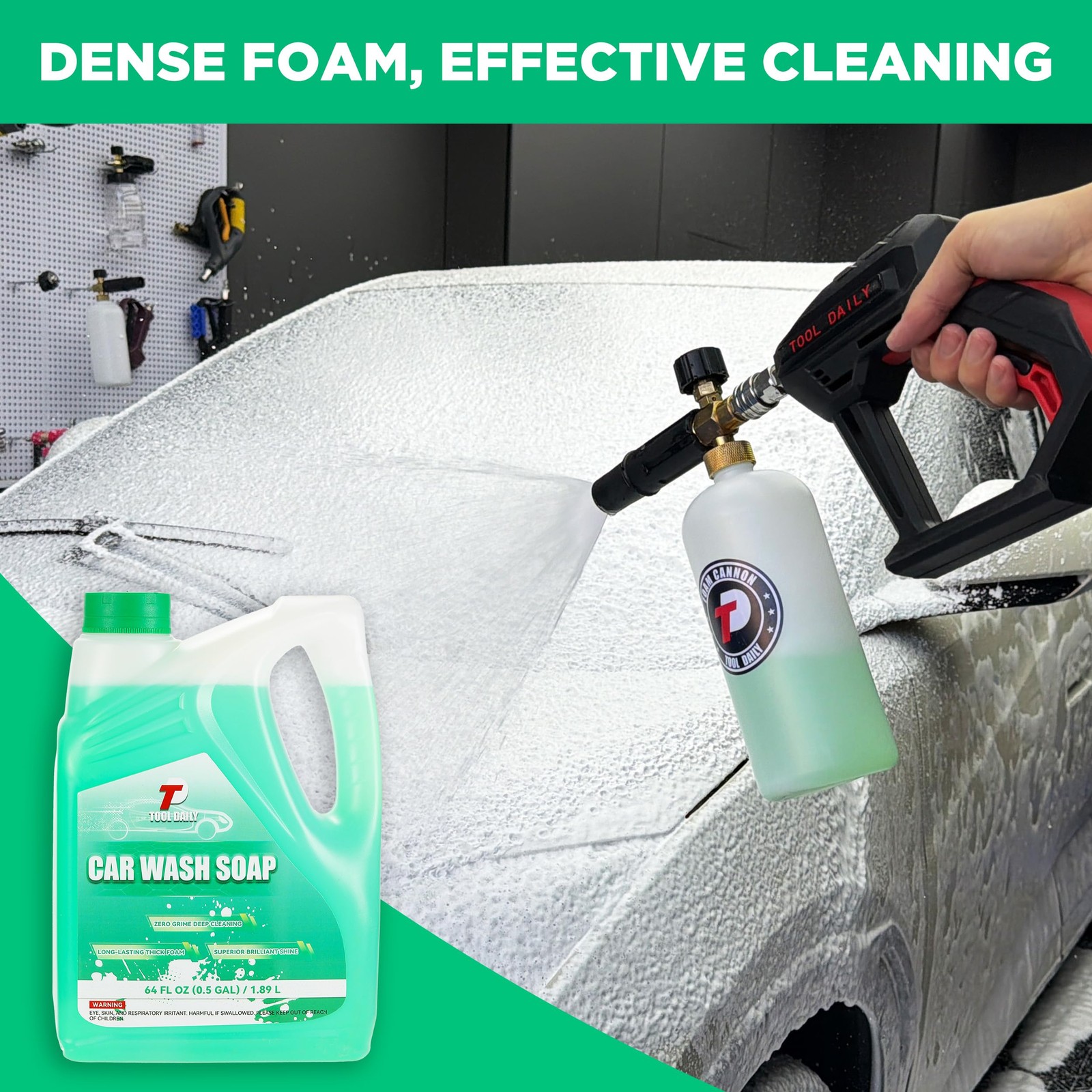 Short Pressure Washer with Foam Cannon, Car Wash Soap 64 Oz, 5 Power Washer N…