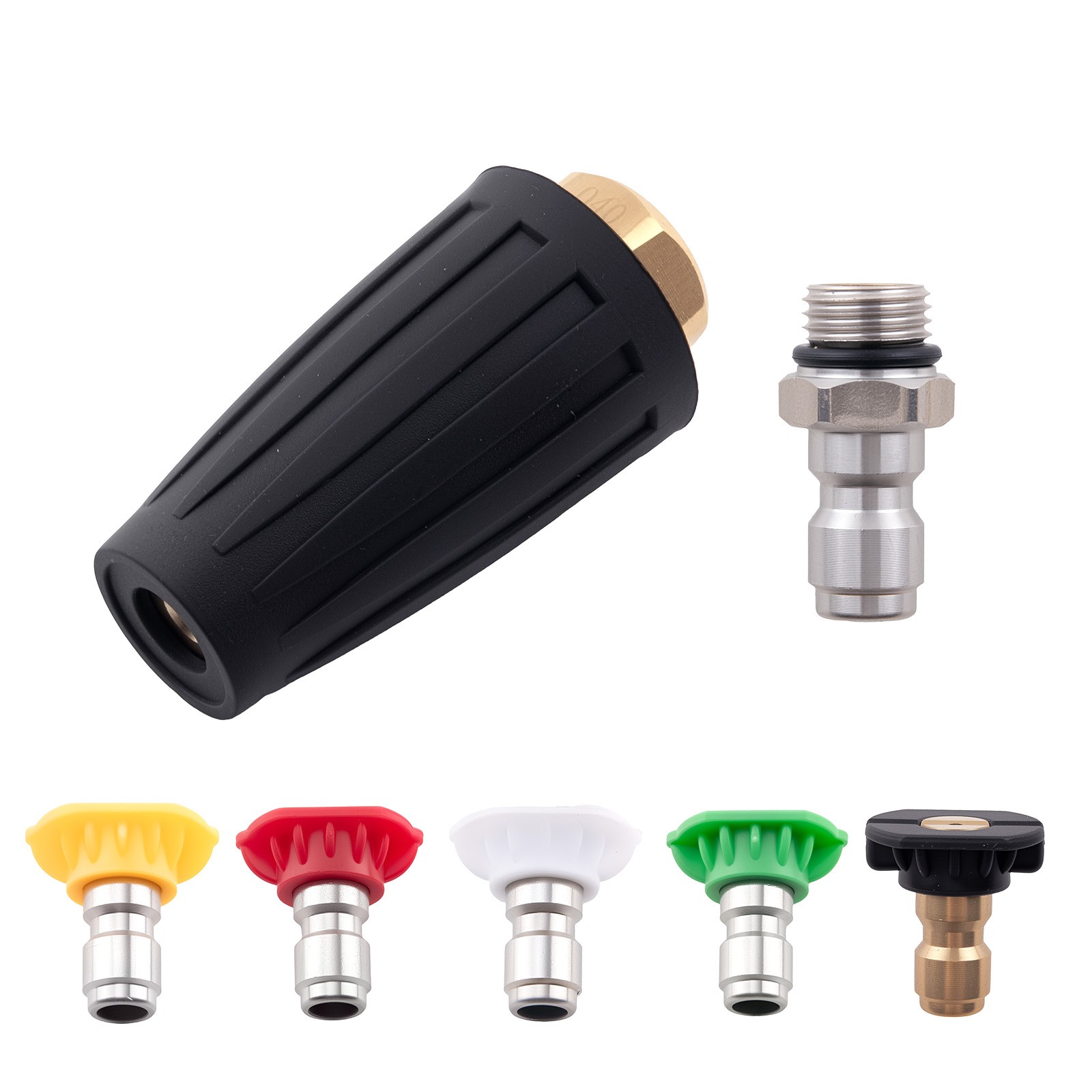 4000 PSI High Pressure Washer Nozzle Kit Turbo + 5 Color Spray Nozzle Tips 1/4″