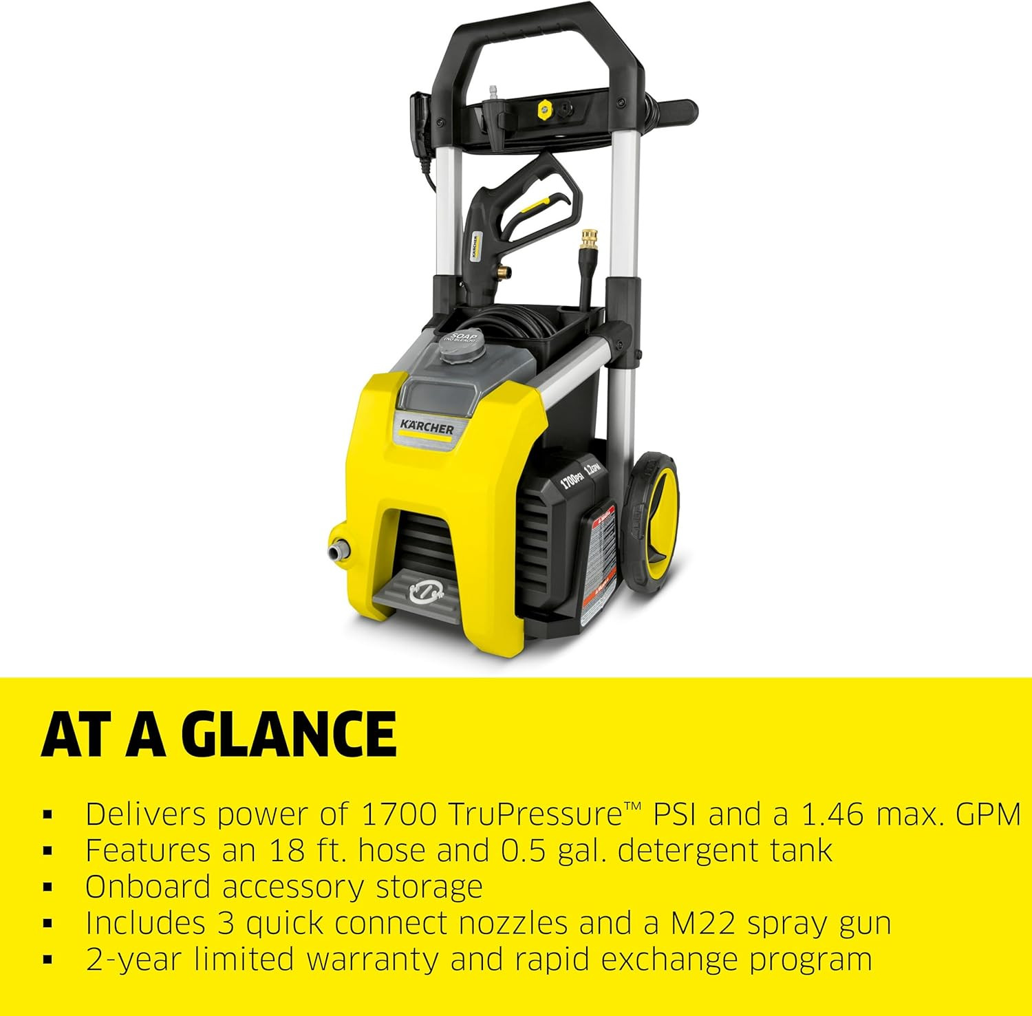 Kärcher Pressure Washer K1700, CETA Certified, 3 Spray Nozzles, Detergent Tank,