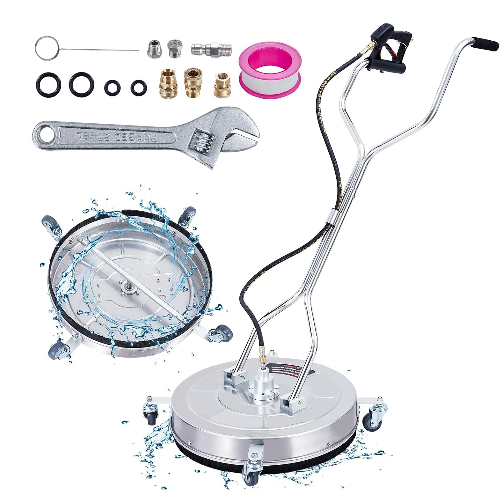 24″ Pressure Washer Surface Cleaner Stainless Steel Dual Handle Surface Cleaner