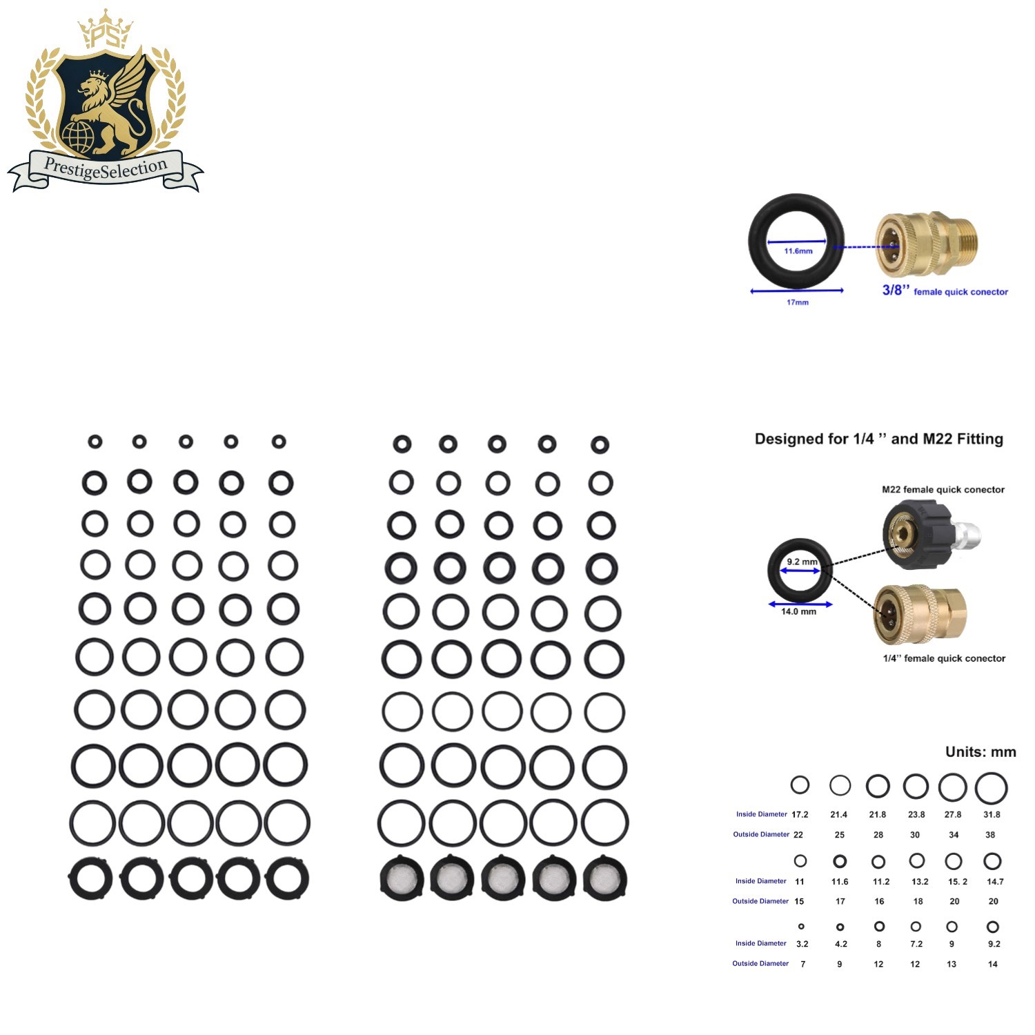High-Quality Pressure Washer O Rings Kit with 5 Hose Washers – 100 Pieces