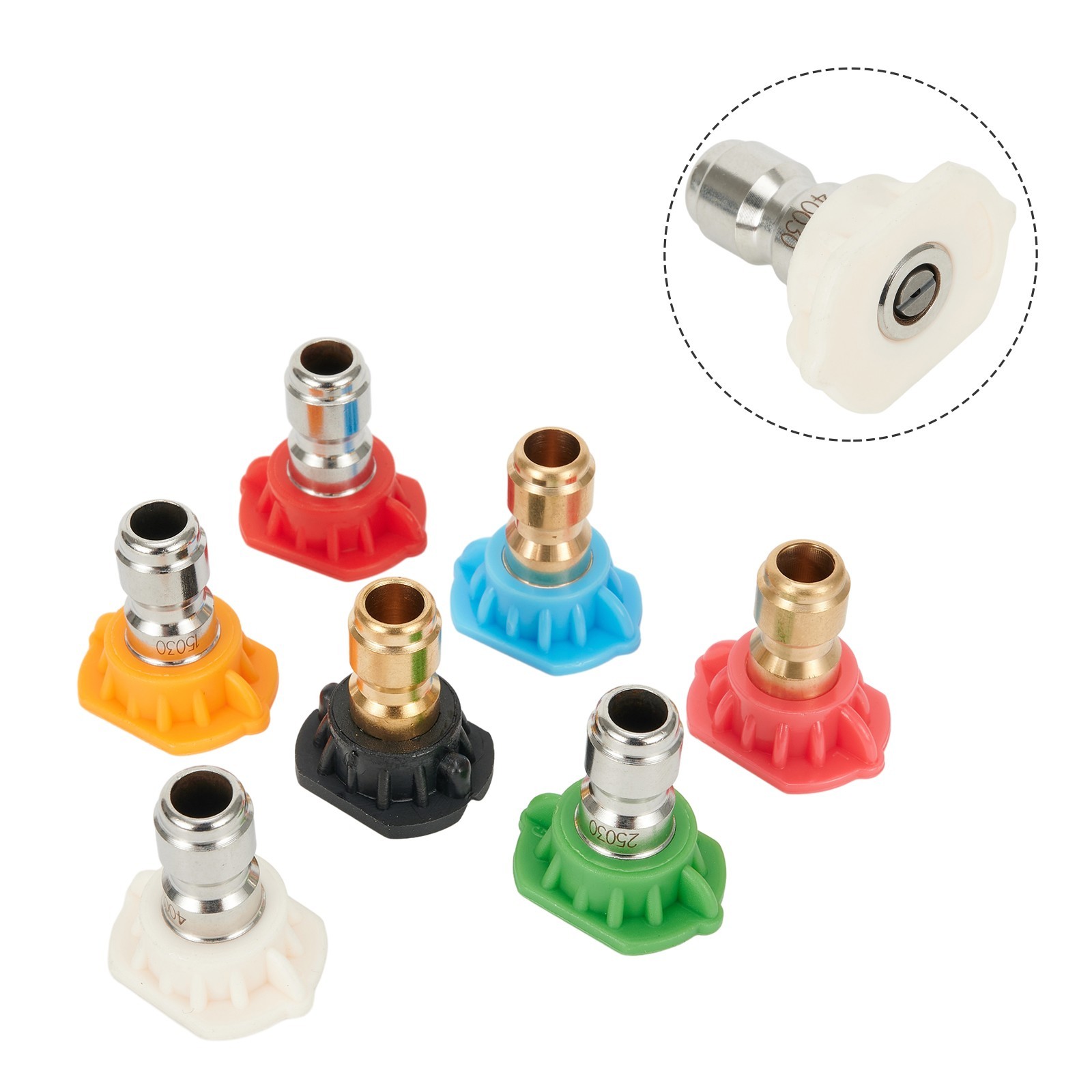 7PCS 1/4inch Pressure Washer Spray Tips Nozzles High Power Kit Quick Connect Set