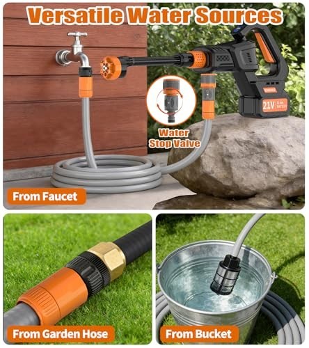 Portable Cordless Washer with 2 Batteries, 6-in-1 Nozzle, 3-Speed Modes, LCD Dis