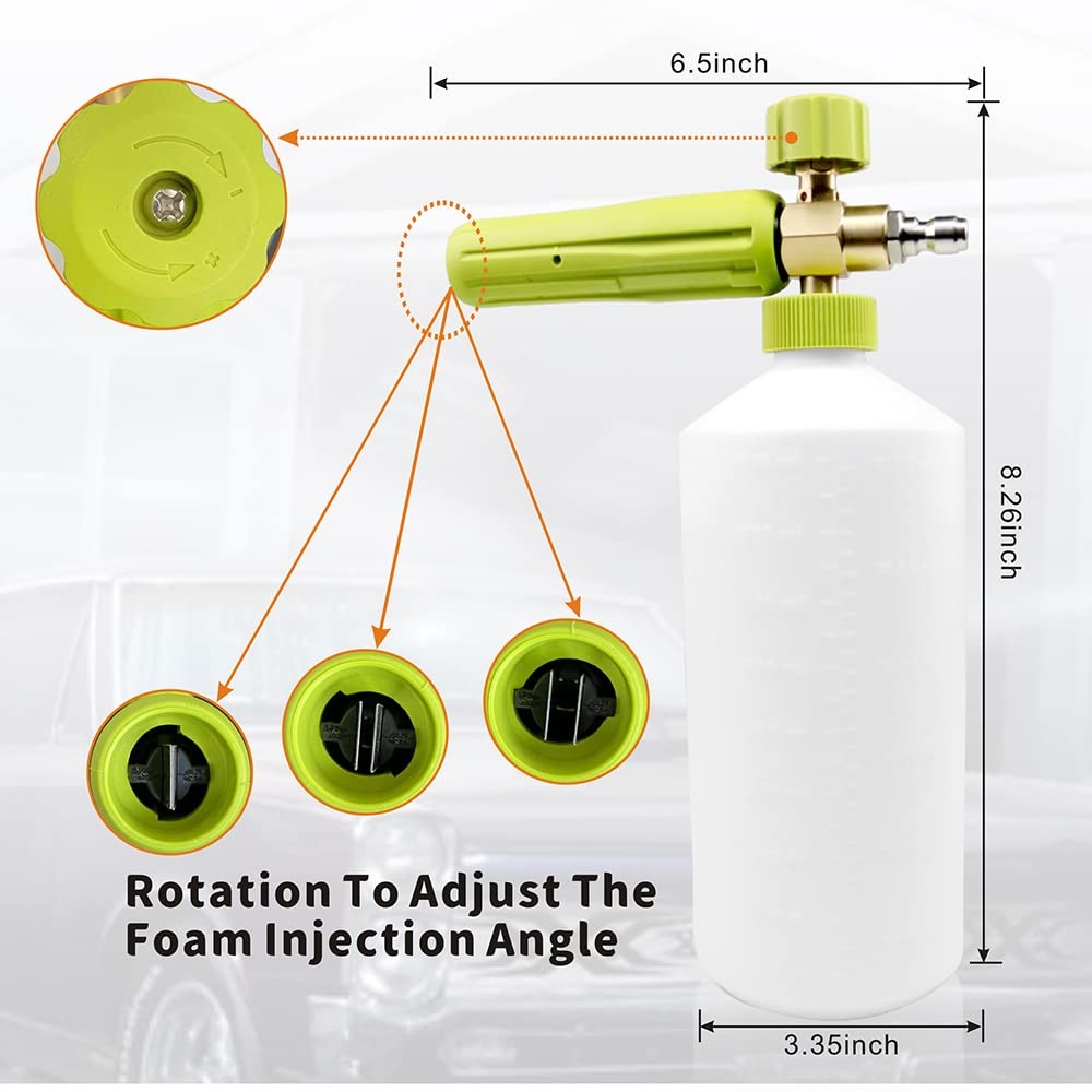 Foam Cannon 1 L Bottle Car Wash Snow Foam Lance with 1/4″ Quick Connector Pre…