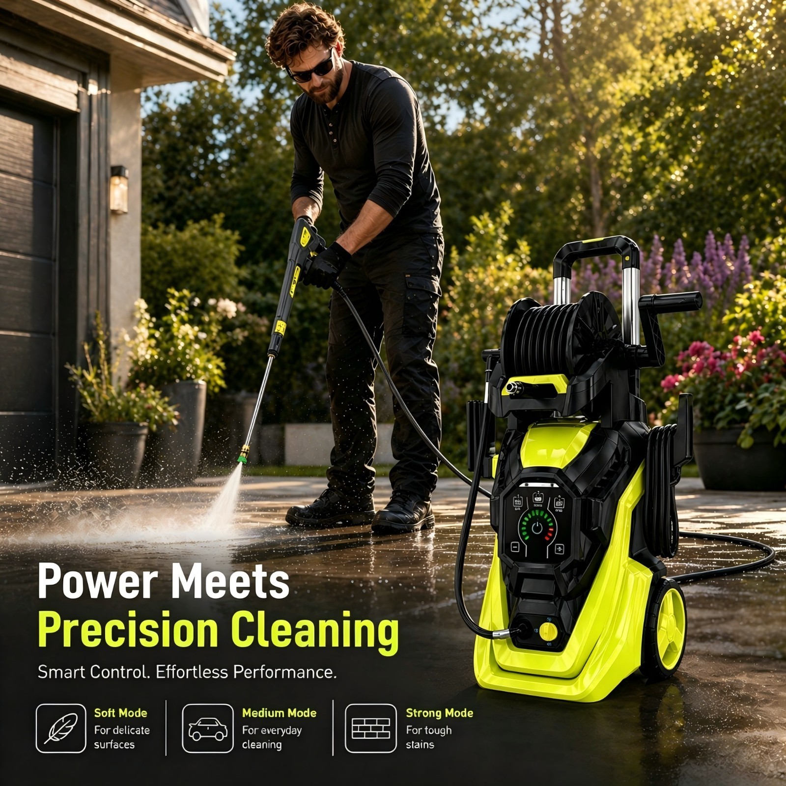 Pressure Washer 4500PSI 3.0GPM, 15-Level Touchscreen, 4 Nozzles, for Driveway