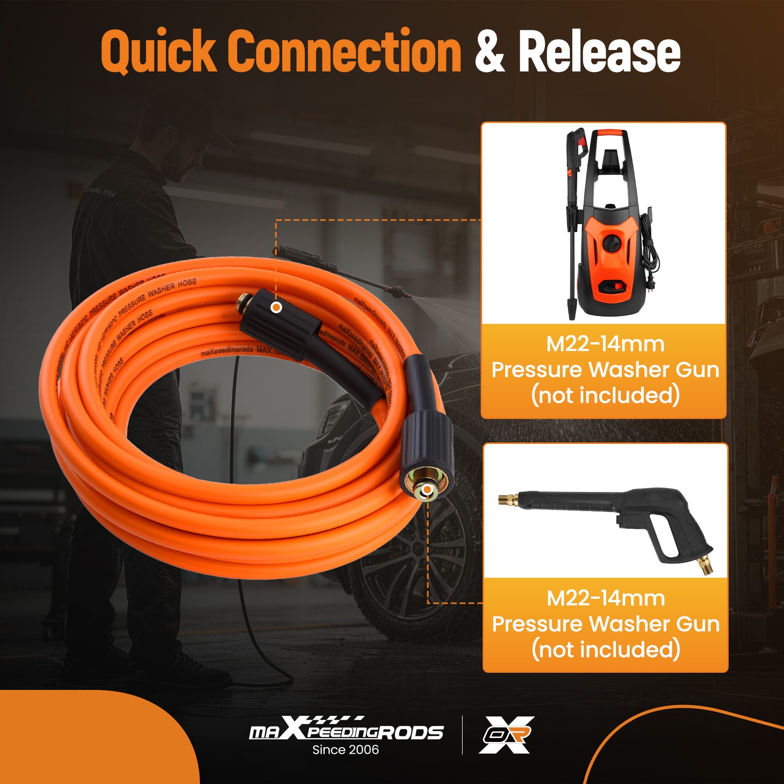 25FT Pressure Washer Hose 5800PSI 1/4″ Quick Connect Kink Resistant High Quality