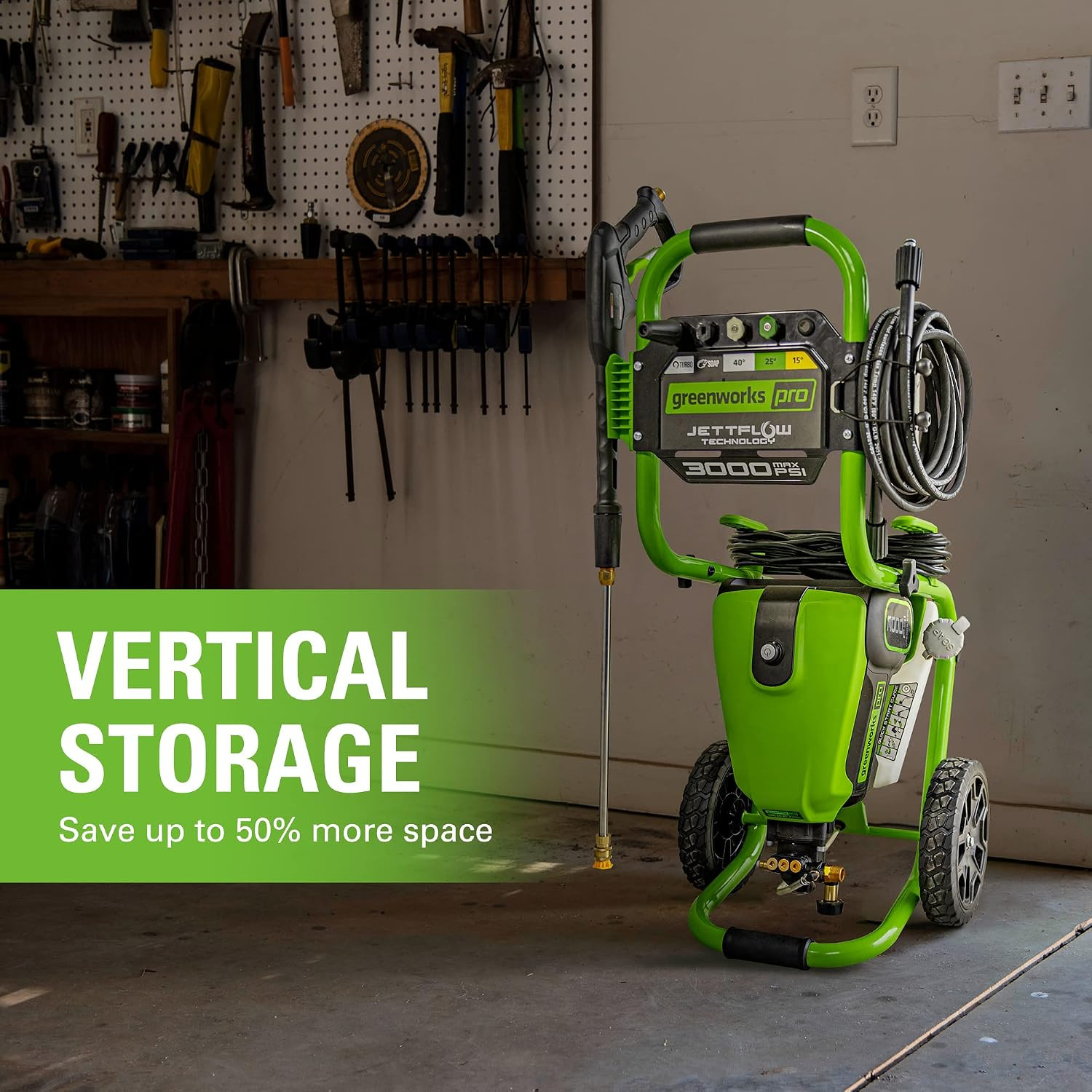 Greenworks 3000 PSI (2.0 GPM Max) Brushless Electric Pressure Washer (15°, 25°,