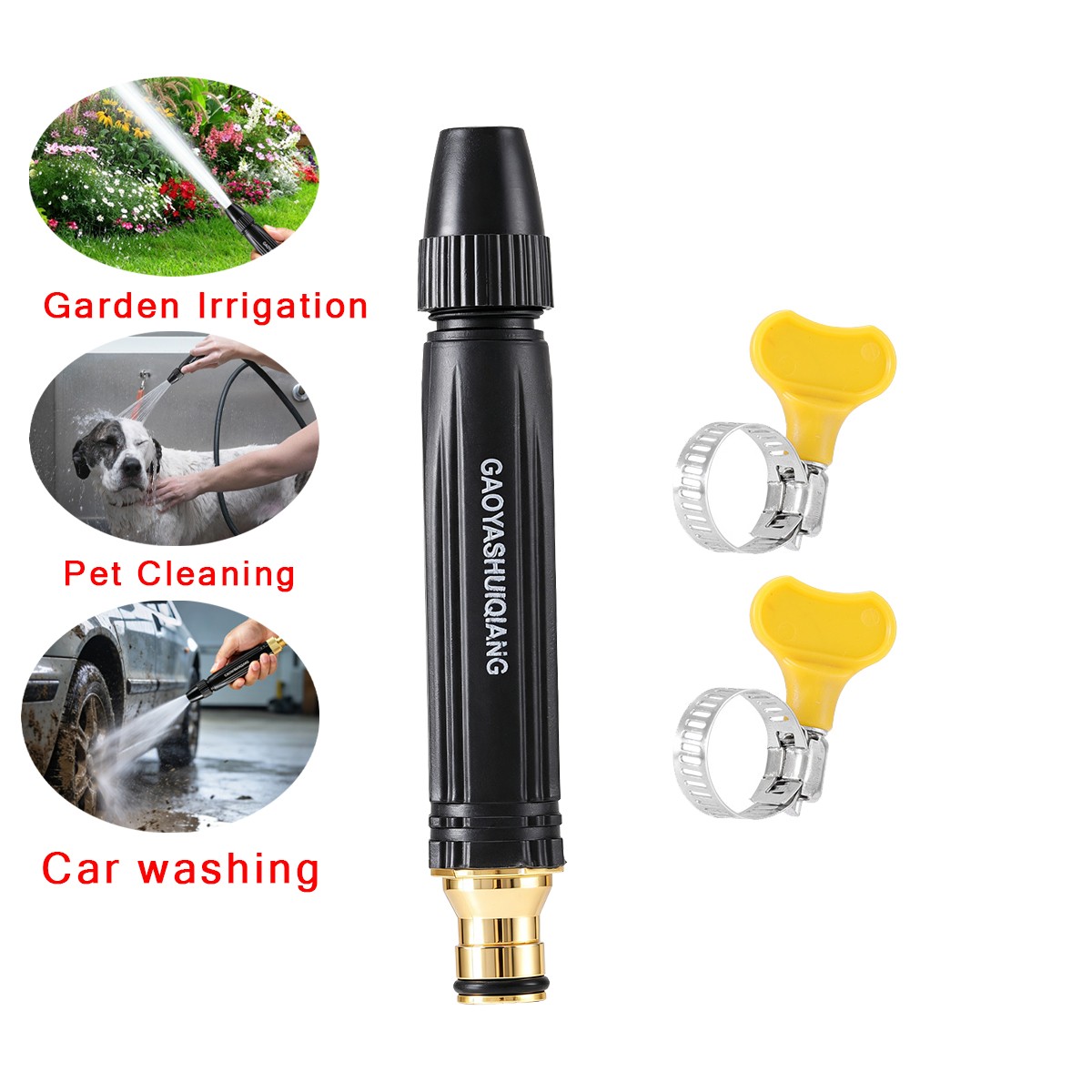 High Pressure Garden Water Gun Nozzle, Adjustable Nozzle for Car Wash Garden