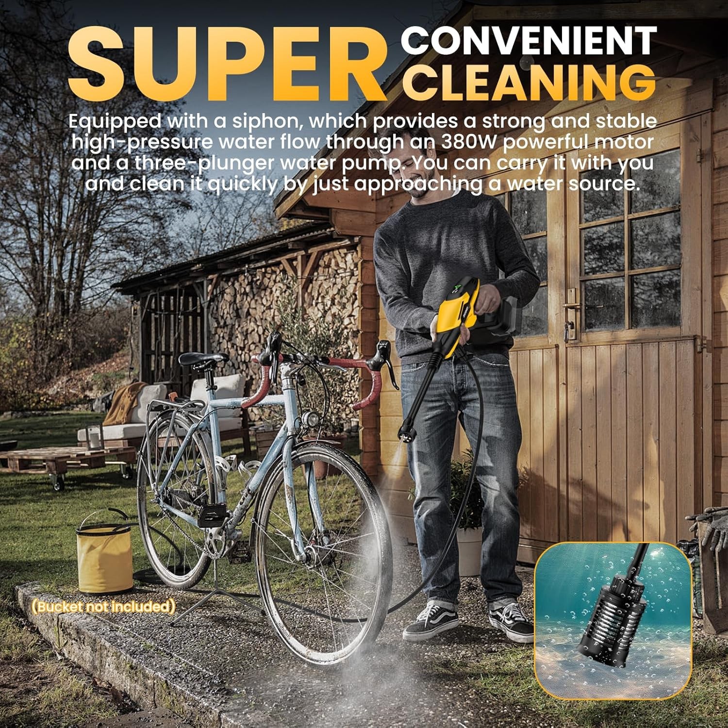 Cordless Pressure Washer for Dewalt 18/20V Battery, 800 PSI Portable Handheld Po